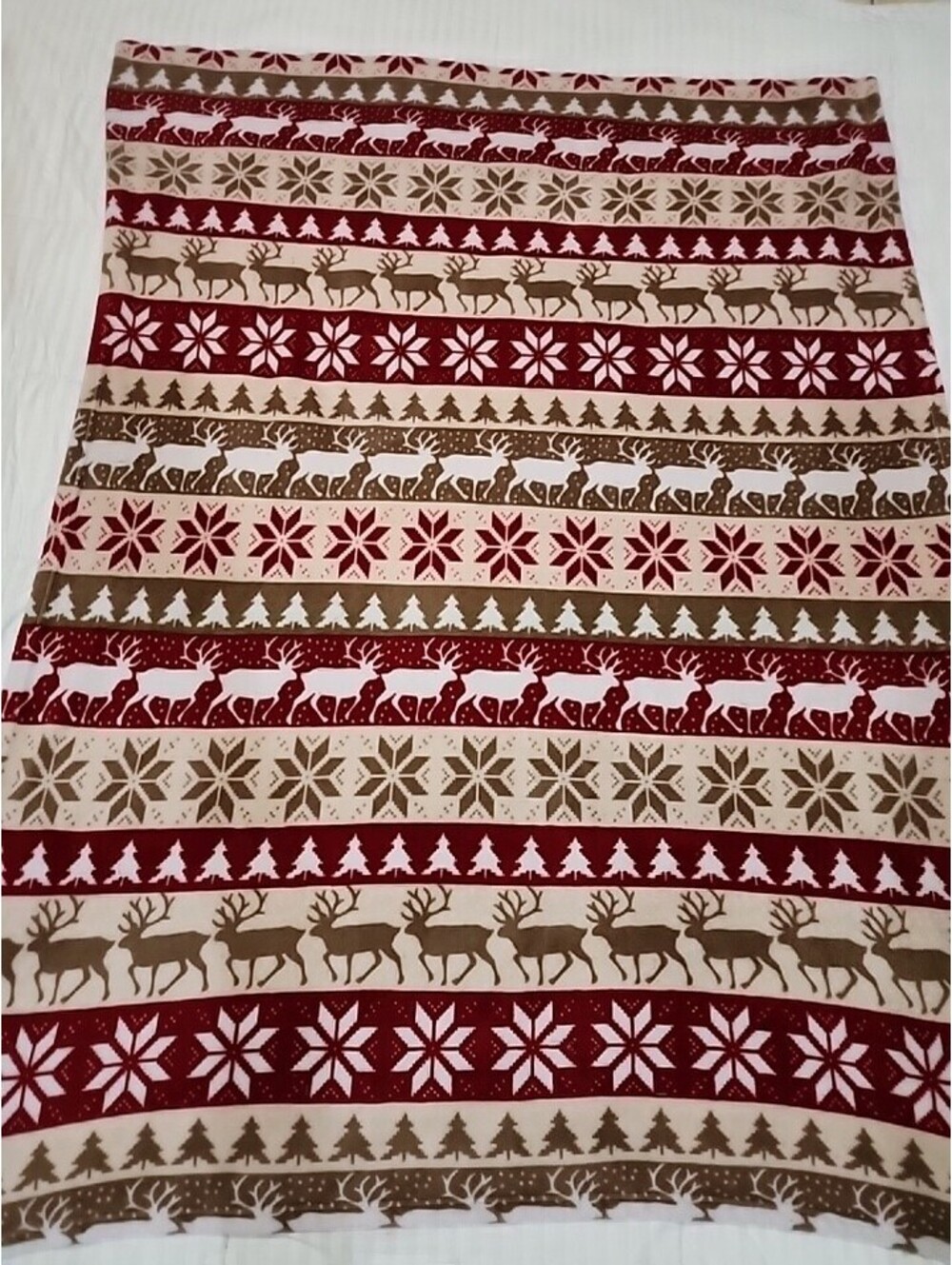 Winter Holiday Christmas Blanket Reindeer Snowflake 46" x 61"